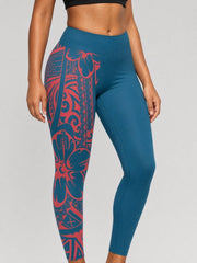 IslandCurvy - 2XL to 6XL Leggings - Bloom Winterberry Blue - AU/NZ - The Koko Samoa