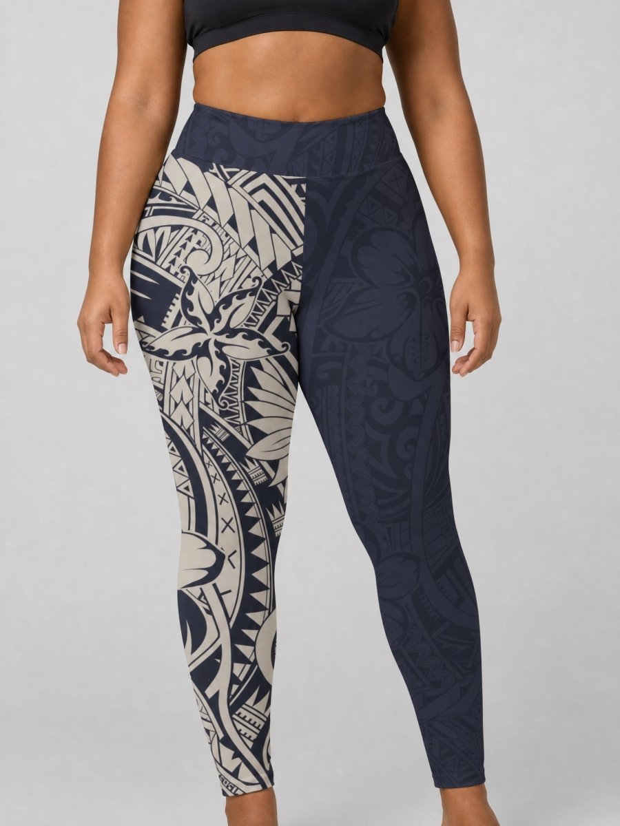 IslandCurvy - 2XL to 6XL Leggings - Blue Bloom - AU/NZ - The Koko Samoa