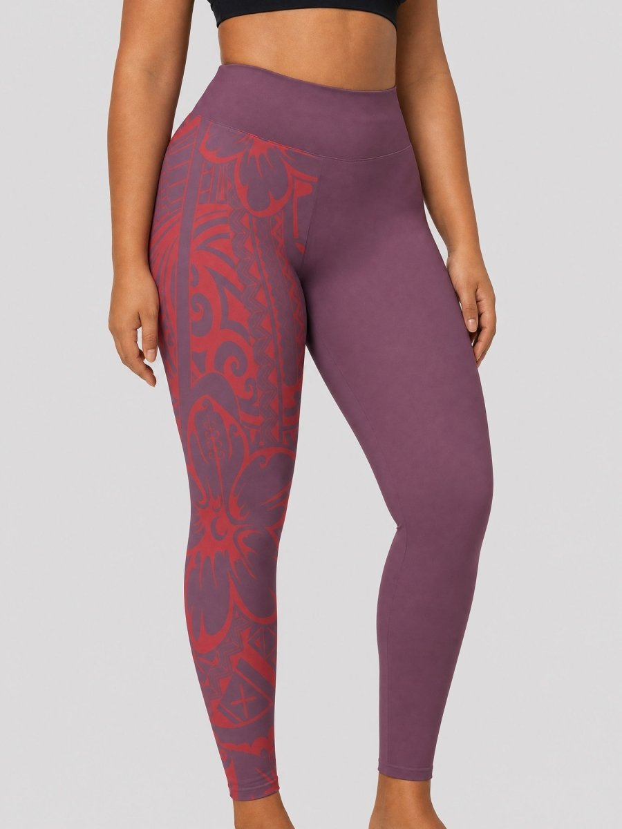 IslandCurvy - 2XL to 6XL Leggings - Winterberry Red - AU/NZ - The Koko Samoa