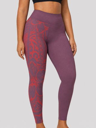 IslandCurvy - 2XL to 6XL Leggings - Winterberry Red - AU/NZ - The Koko Samoa