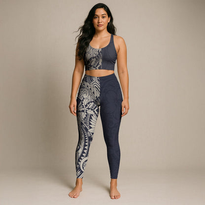 IslandFlex Leggings - Blue Bloom - AU/NZ/USA - The Koko Samoa