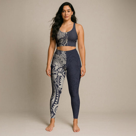 IslandFlex Leggings - Blue Bloom - AU/NZ/USA - The Koko Samoa