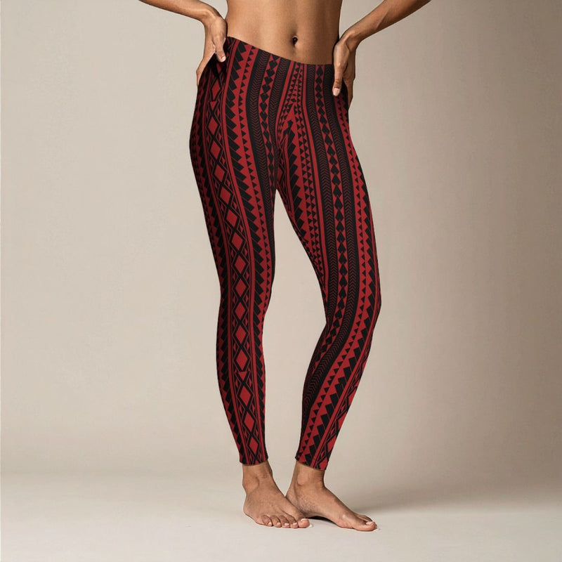 IslandFlex Leggings - Red Warrior - AU/NZ/USA - The Koko Samoa