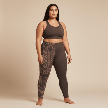 IslandFlex Mid - Rise Leggings - Bloom Mocha Mousse - AU/NZ/USA - The Koko Samoa