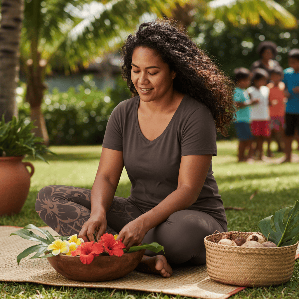 IslandFlex Mid - Rise Leggings - Bloom Mocha Mousse - AU/NZ/USA - The Koko Samoa