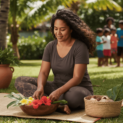 IslandFlex Mid - Rise Leggings - Bloom Mocha Mousse - AU/NZ/USA - The Koko Samoa