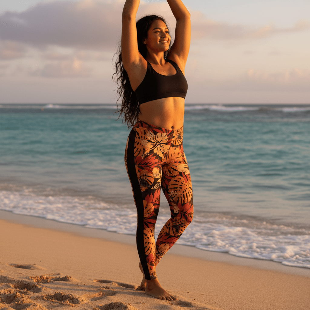 IslandFlex Mid - Rise Leggings - Lalomanu Ember - AU/NZ/USA - The Koko Samoa