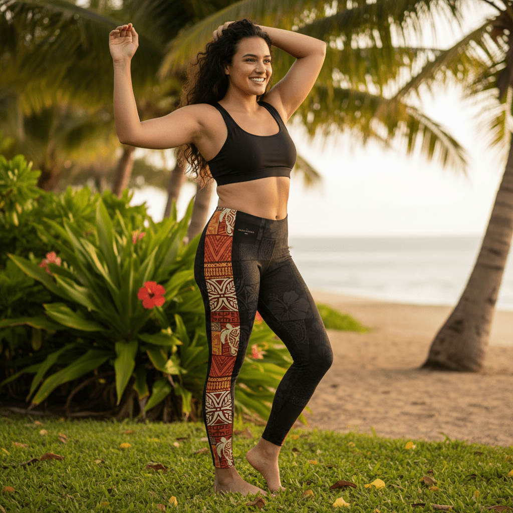 IslandFlex Mid - Rise Leggings - Sataoa Sunrise - AU/NZ/USA - The Koko Samoa