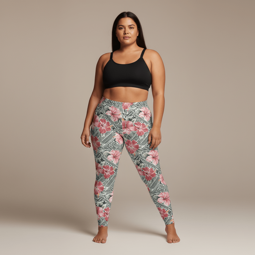 IslandFlex Mid - Rise Leggings - Solosolo Blooms - AU/NZ/USA - The Koko Samoa