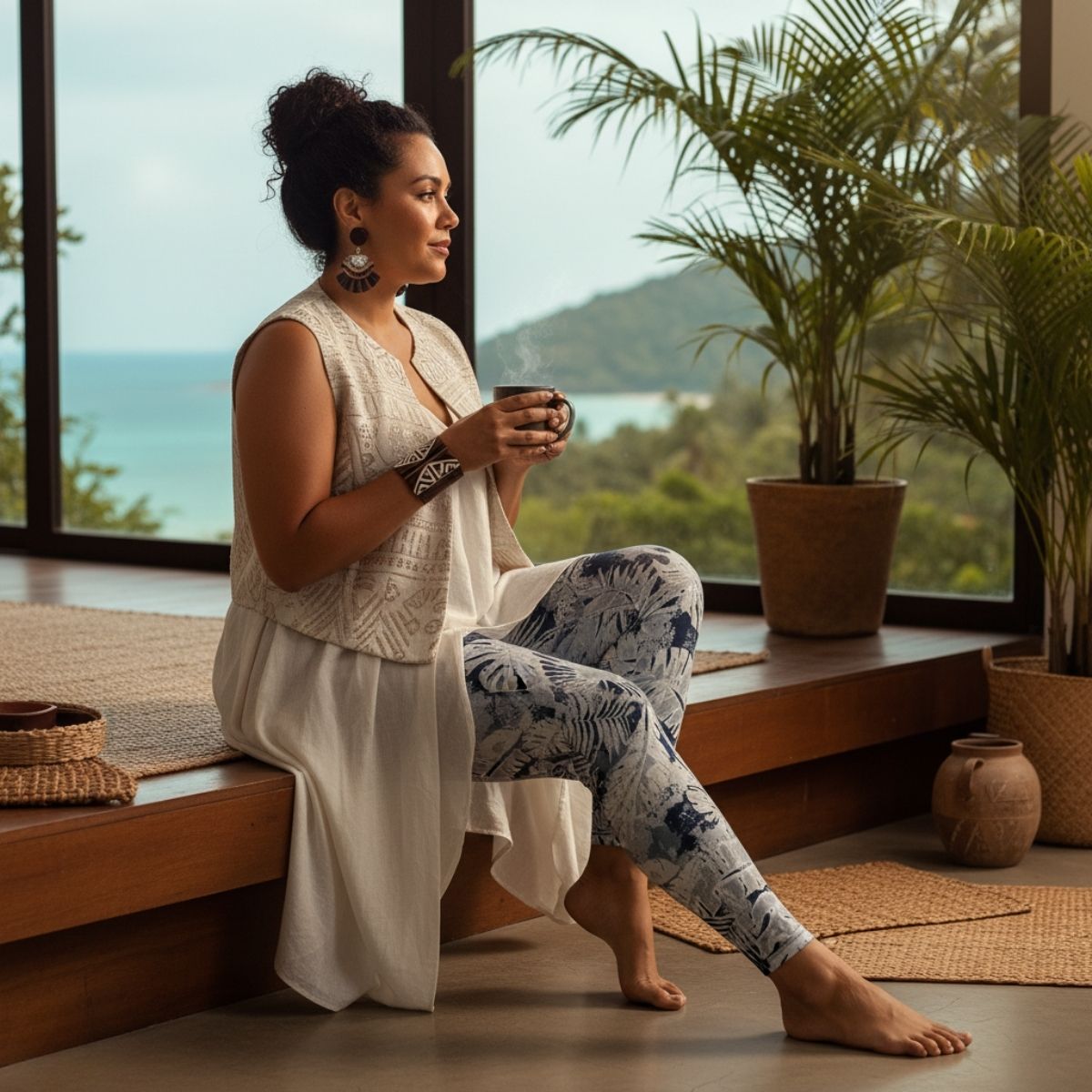 IslandFlex Mid - Rise Leggings - Tiavi Mist - AU/NZ/USA - The Koko Samoa