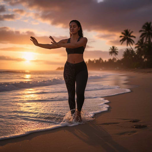 IslandPlus - 2XL to 6XL Leggings - Bloom Dark - AU/NZ/USA - The Koko Samoa