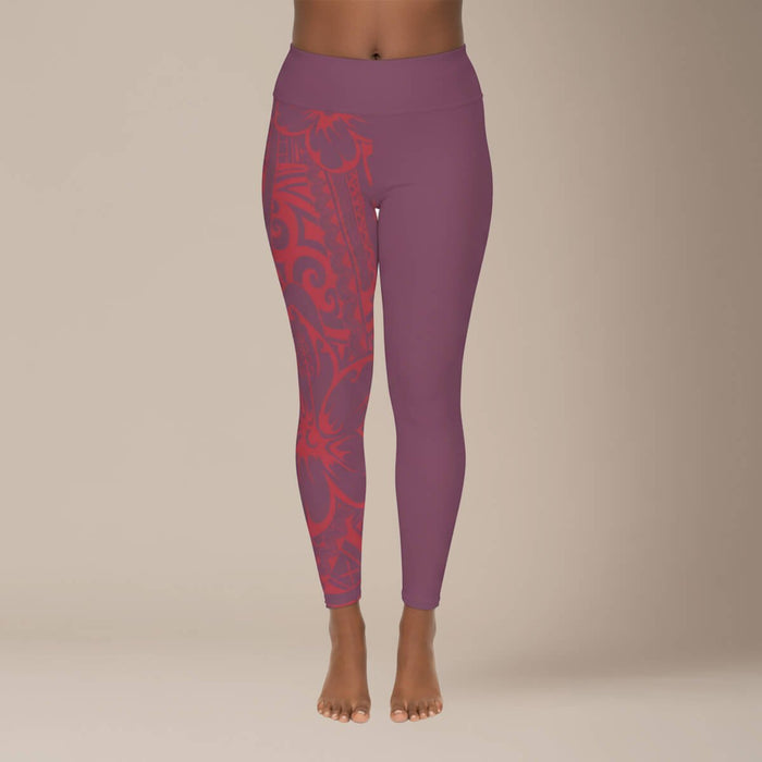 IslandPlus - 2XL to 6XL Leggings - Winterberry Red - AU/NZ/USA - The Koko Samoa
