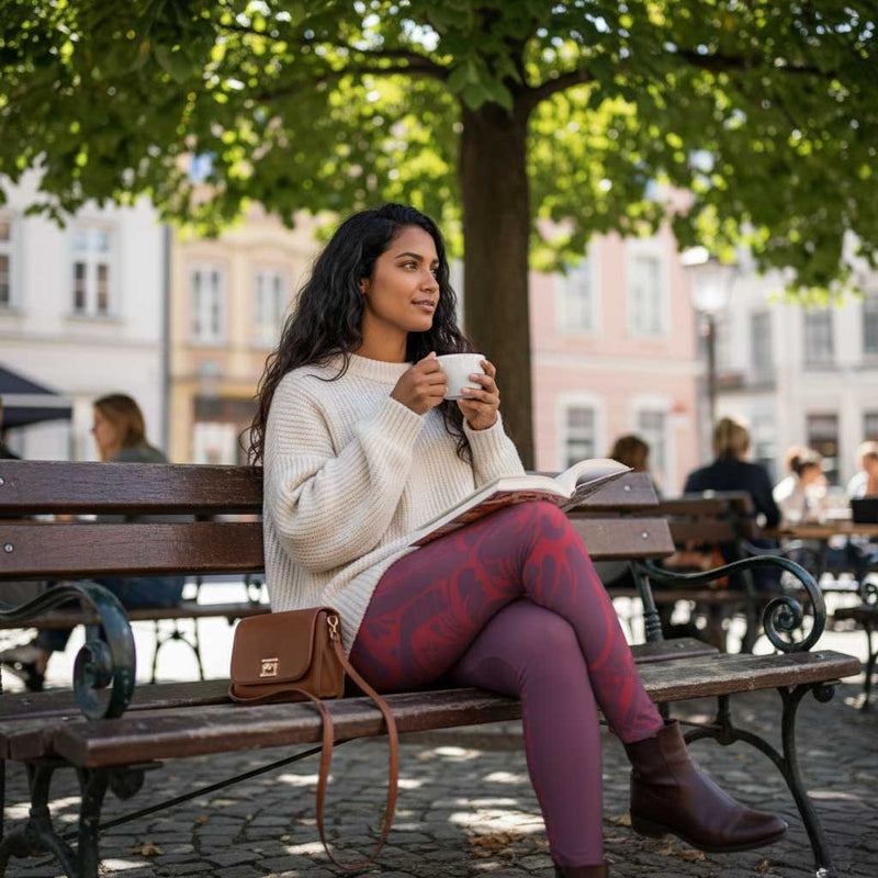 IslandPlus - 2XL to 6XL Leggings - Winterberry Red - AU/NZ/USA - The Koko Samoa