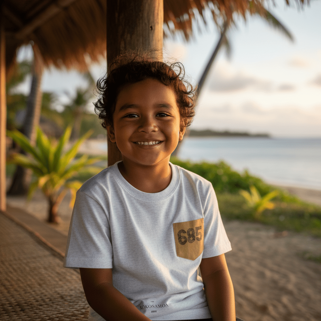 Kids unisex tee by The Print Bar featuring a pocket design, perfect for kids' casual wear.