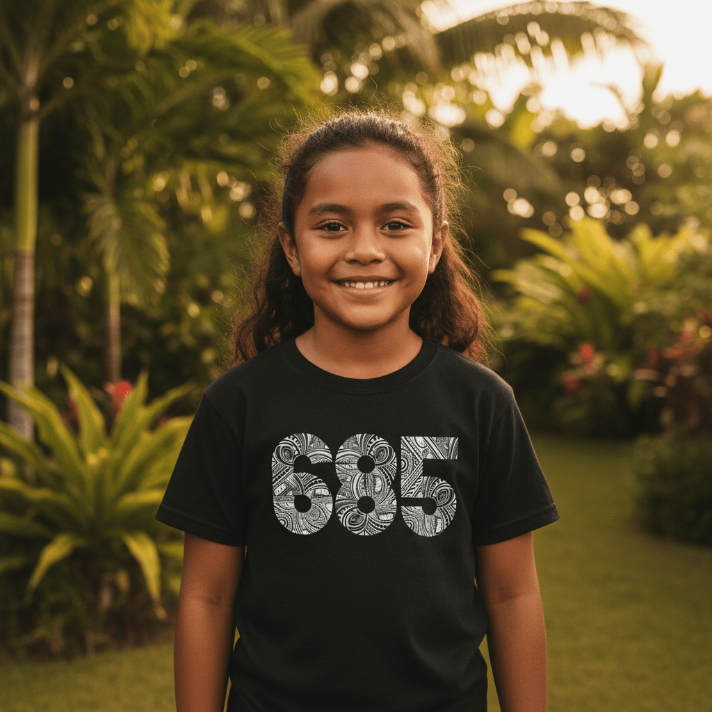 Kids unisex tee by The Print Bar featuring a colorful Samoa design, casual cotton fabric, suitable for boys and girls.