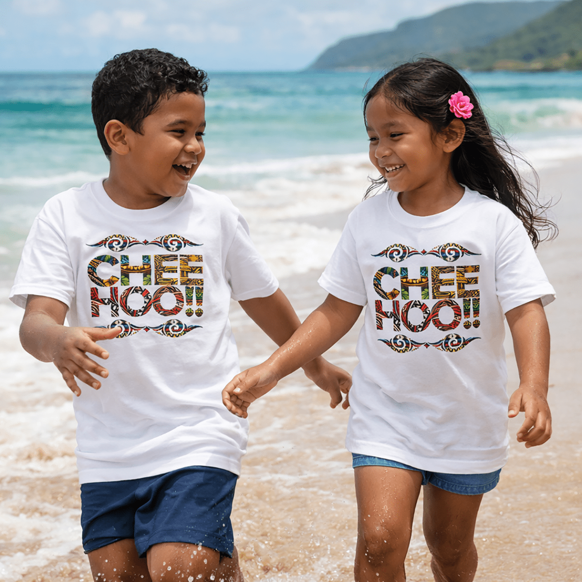 Kids unisex CHEEHOO! tee by The Print Bar, featuring colorful, playful design on a comfortable kids' T-shirt.