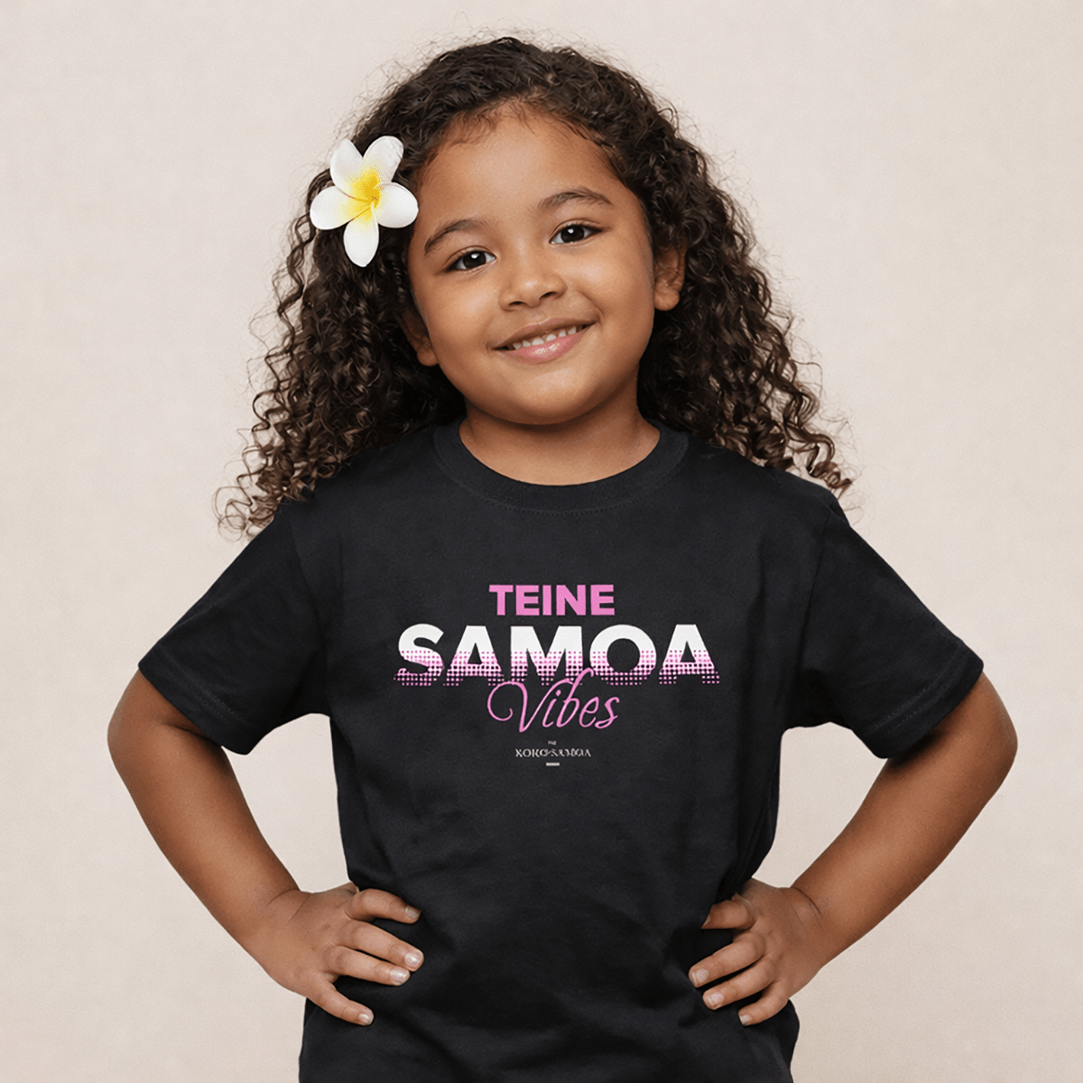 Kids unisex Tee featuring Teine Samoa Vibes by The Print Bar, with colorful Samoan-inspired design on a comfortable cotton shirt.
