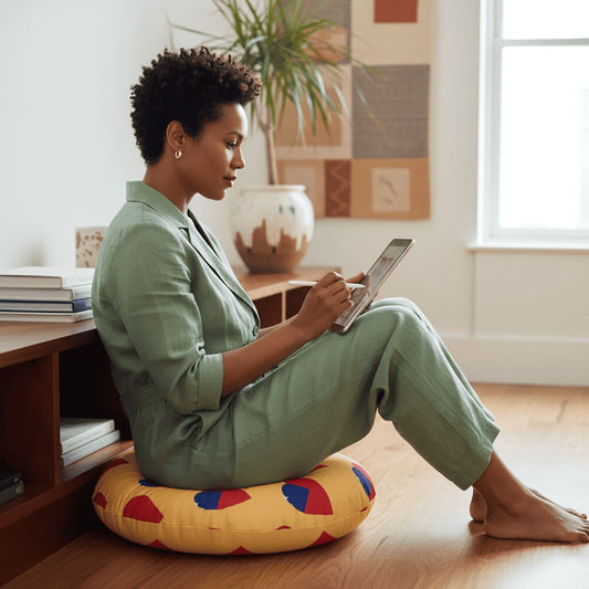 Large Tufted Floor Pillow - Samoan Flag Heart - AU/NZ/USA - The Koko Samoa