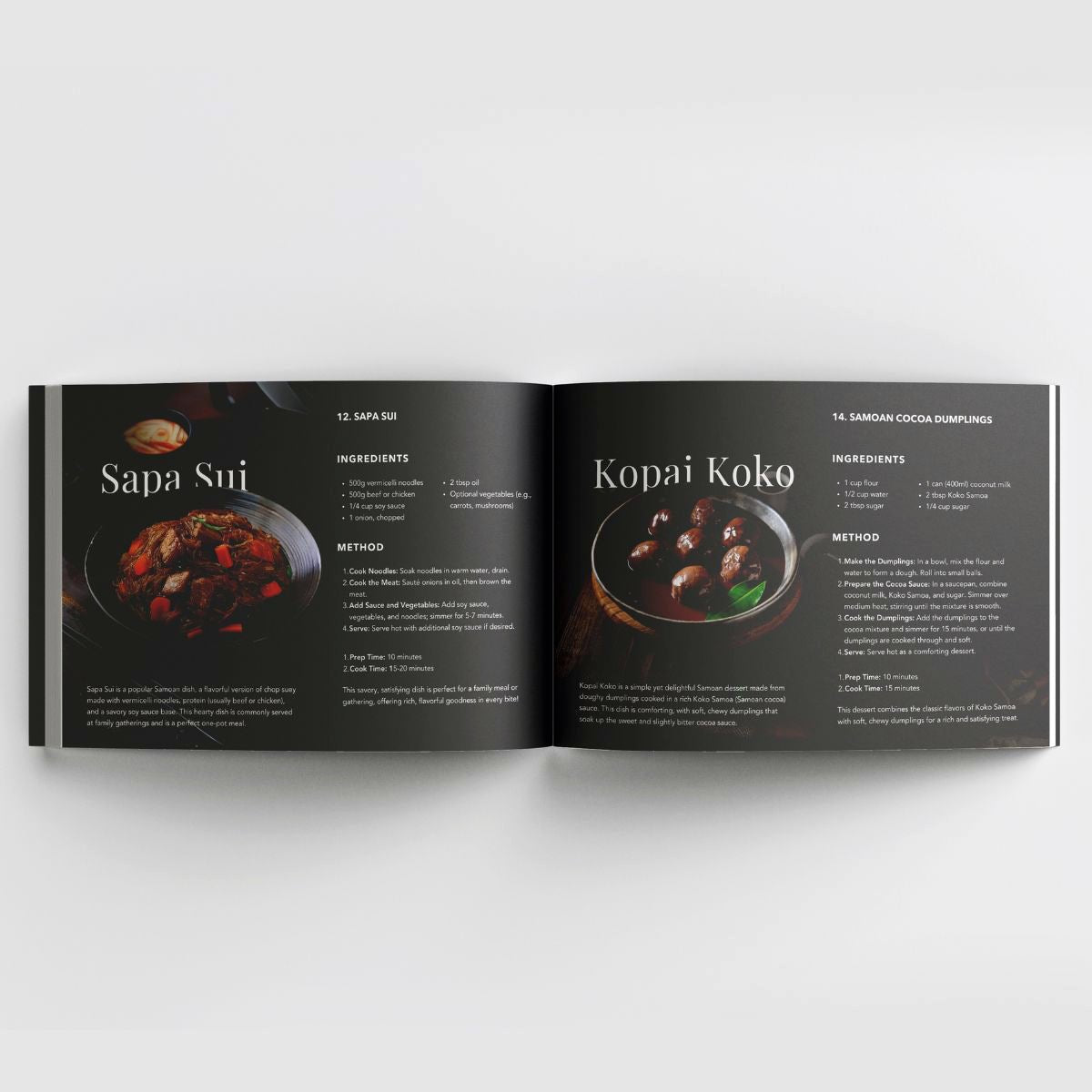 Samoan Delights Volume 1, hardcover cookbook of 12 traditional recipes