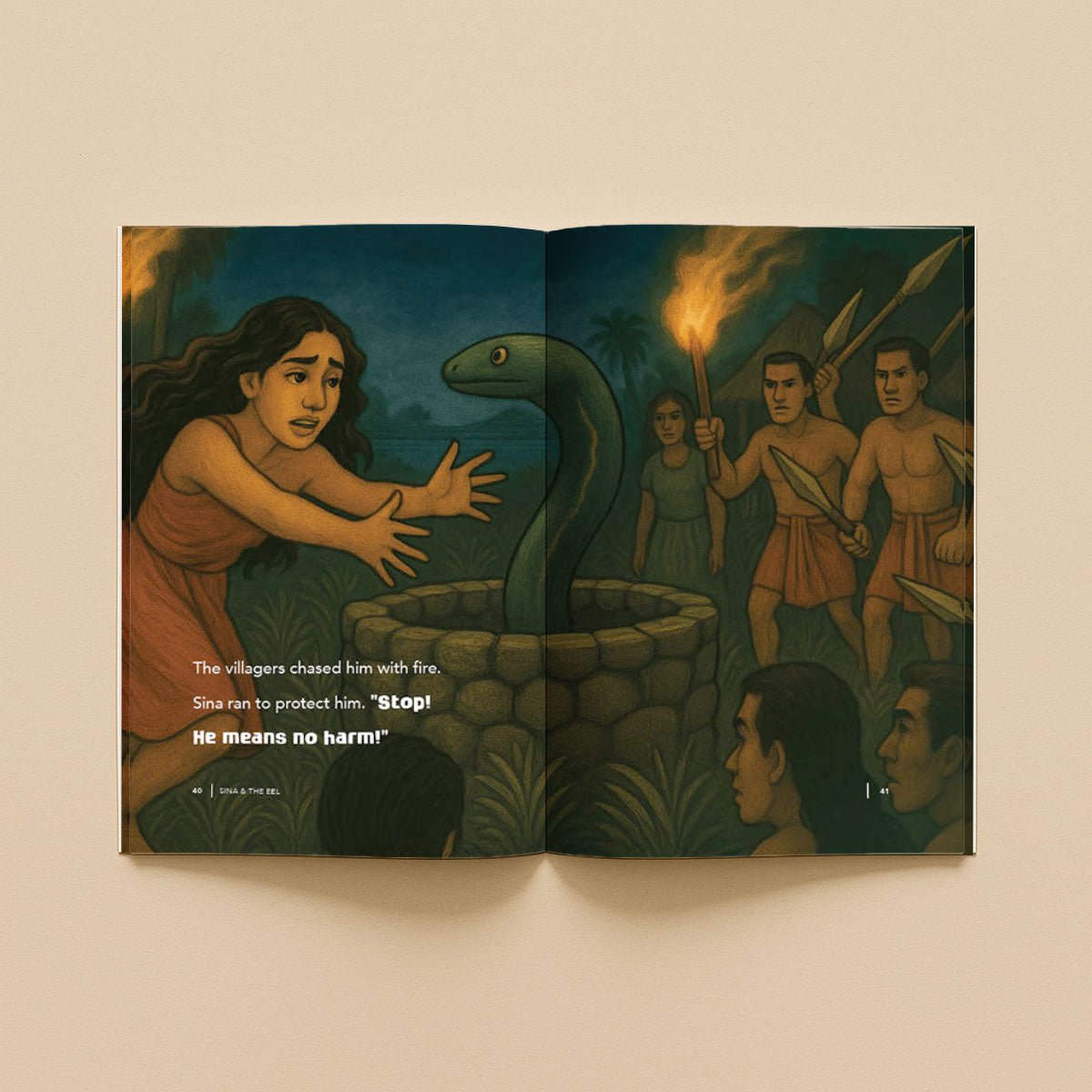 Softcover book titled "Sina & The Eel" by Lulu Direct, featuring colorful cover art of the story's characters.