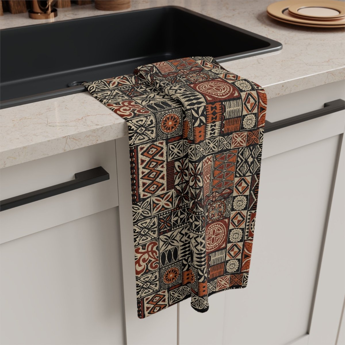 Elei microfiber tea towel from District Photo, featuring vibrant patterns for home decor and kitchen use.