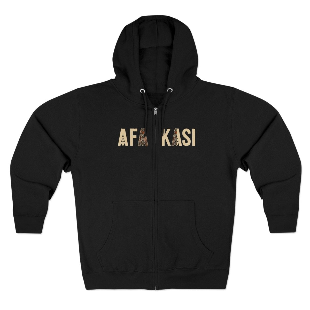 Unisex black zip hoodie by Monster Digital featuring AFAKASI design, ideal for casual wear in AU, NZ, and USA.