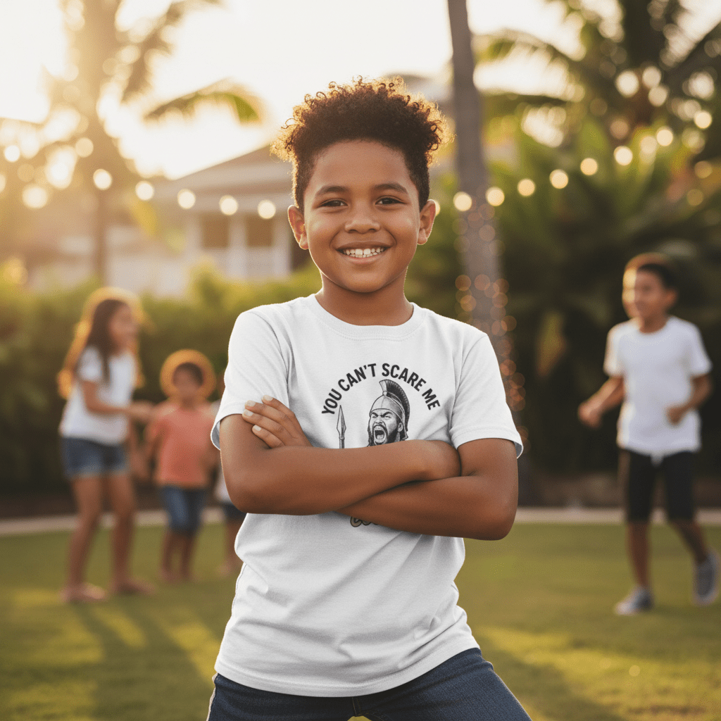 Kids unisex T-shirt by The Print Bar featuring a colorful monster design for 300 Cousins AU/NZ size, suitable for children.