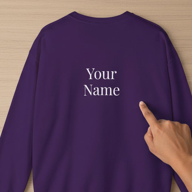 Unisex heavy sweatshirt by Monster Digital in dark heather, personalized with "Exclaim" design, suitable for all genders.
