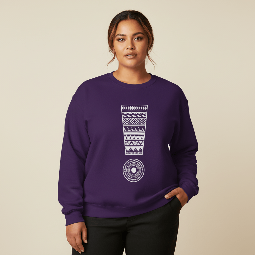 Unisex heavy sweatshirt by Monster Digital with personalized "Exclaim" design in dark heather color.