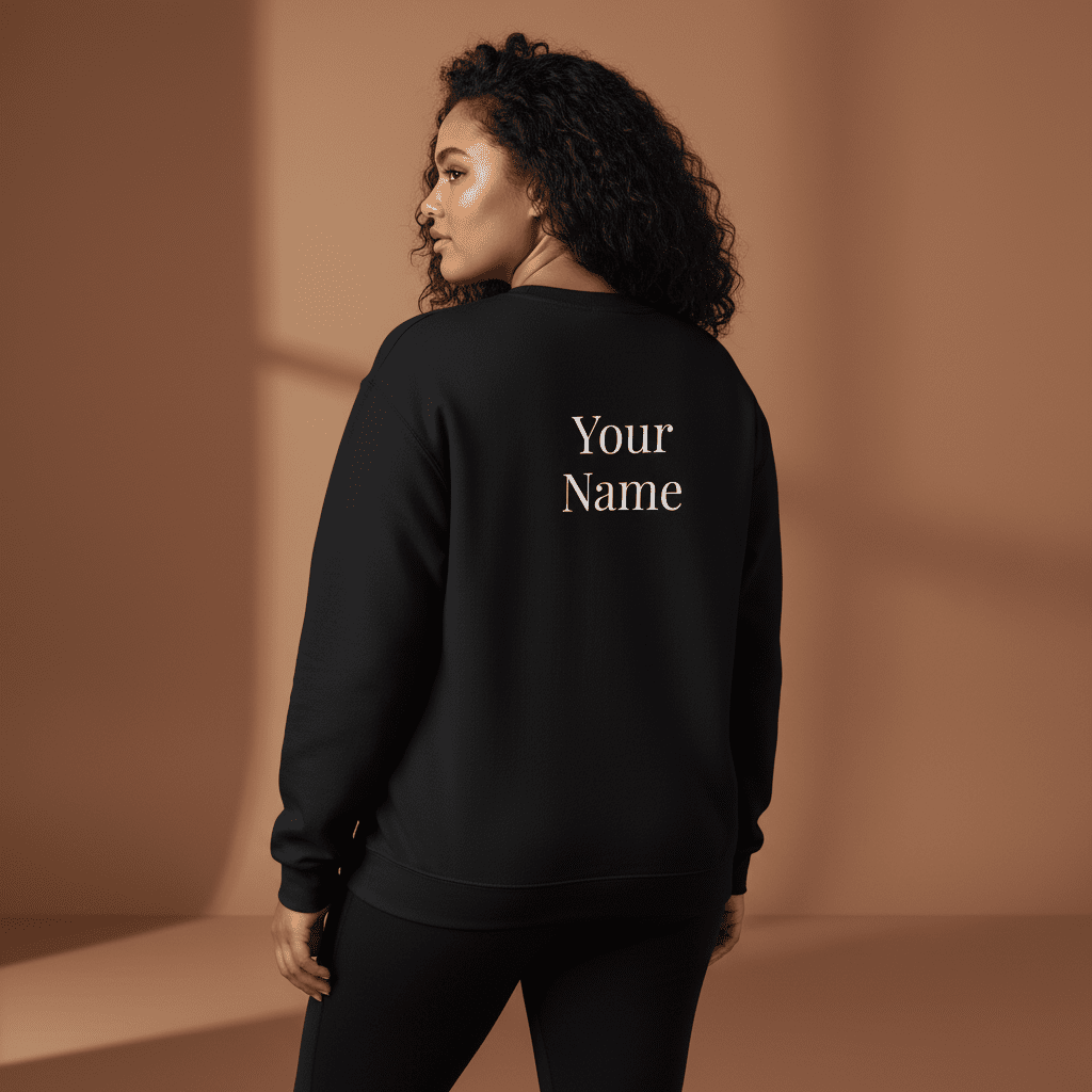 Unisex heavy sweatshirt by Monster Digital in dark heather with personalized "Exclaim" design, suitable for casual wear.