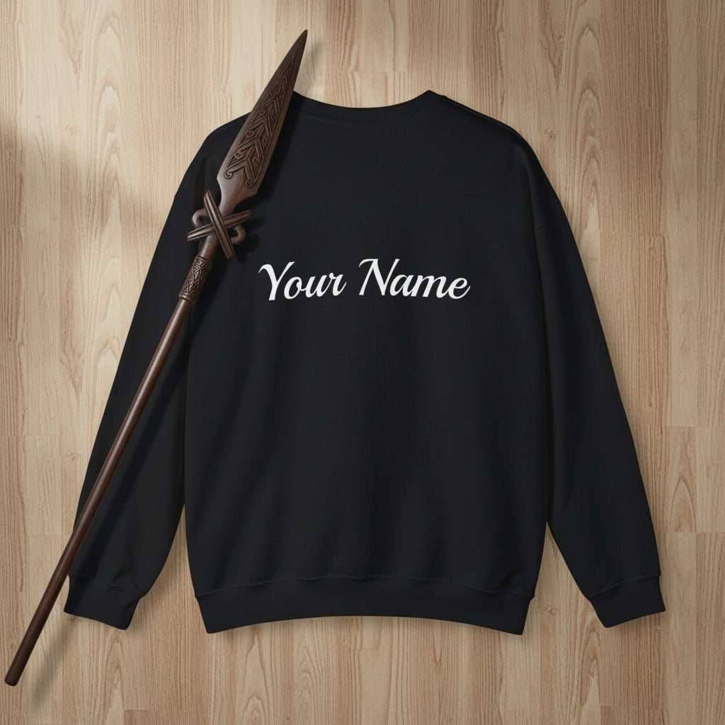 Unisex heavy sweatshirt featuring a monster digital design in dark heather, Warrior by Choice branding, from The Print Bar.