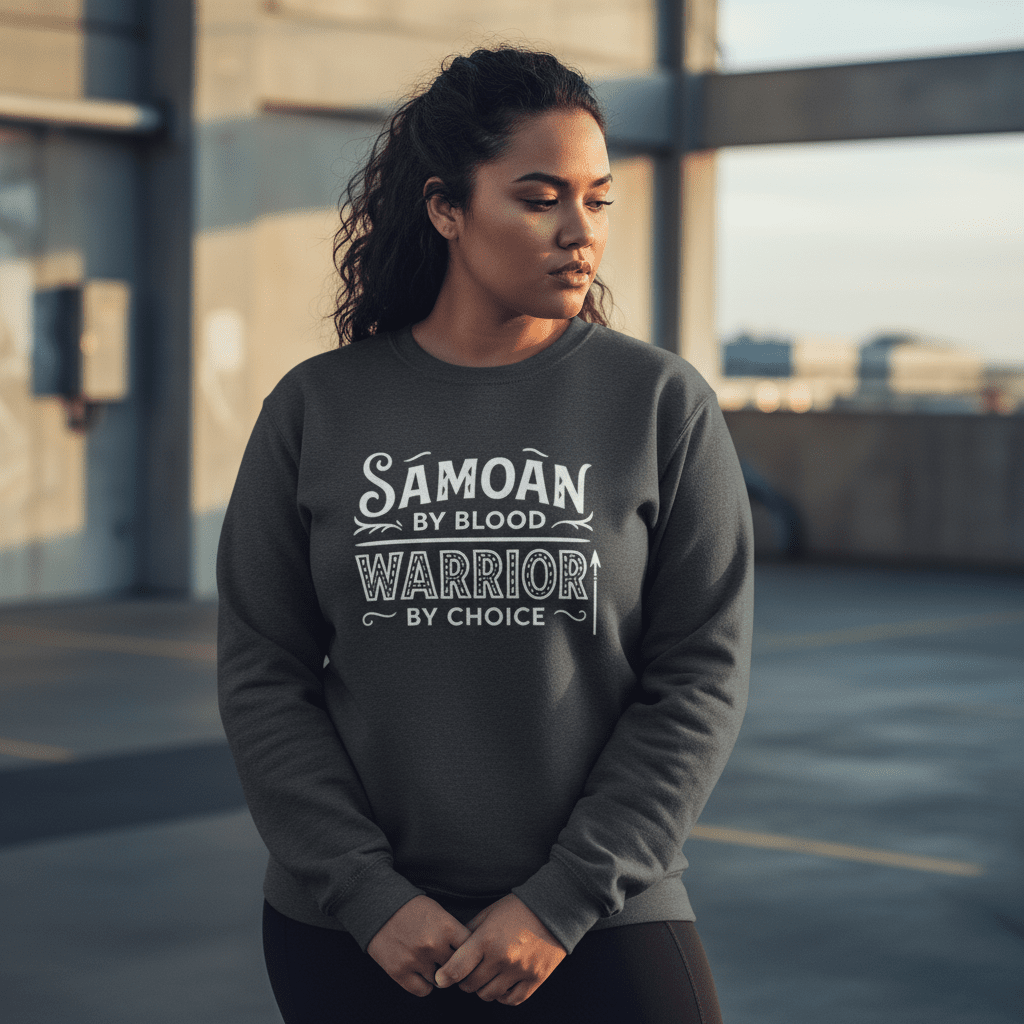 Unisex dark heather heavy sweatshirt featuring a warrior design by Choice, perfect for casual wear and comfortable style.