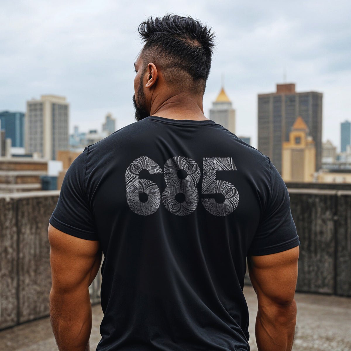 White heavy unisex tee with the 685 print, The Koko Samoa