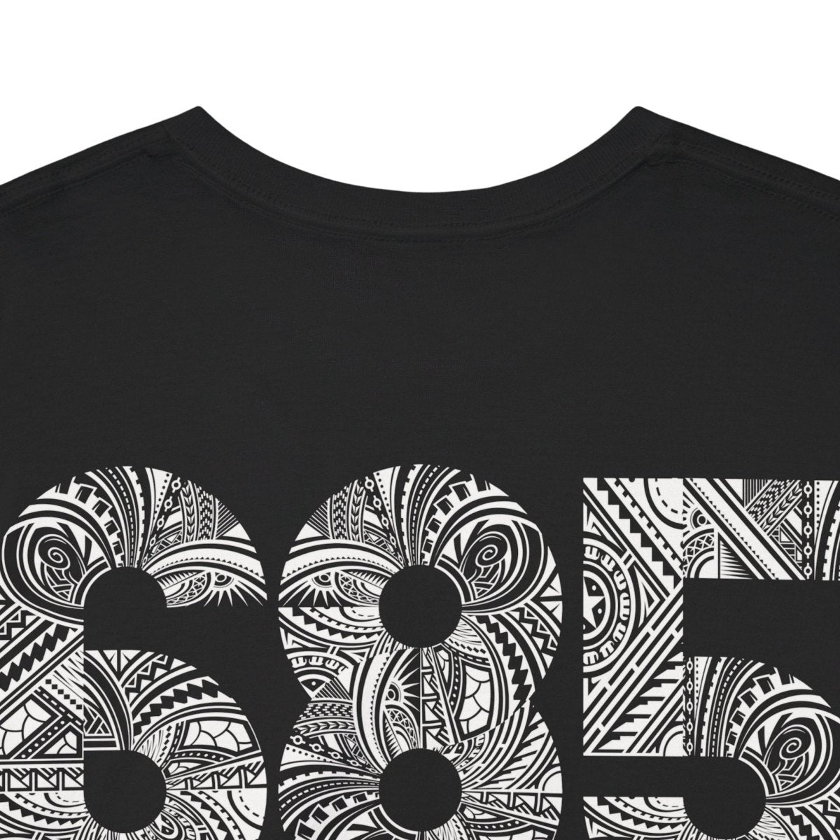 White heavy unisex tee with the 685 print, The Koko Samoa