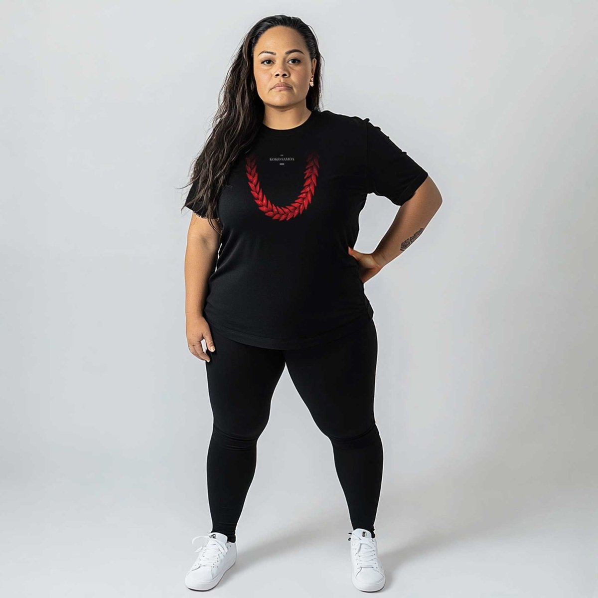 White unisex heavy tee featuring a monster digital print and Ula Fala design, suitable for AU/NZ sizes.