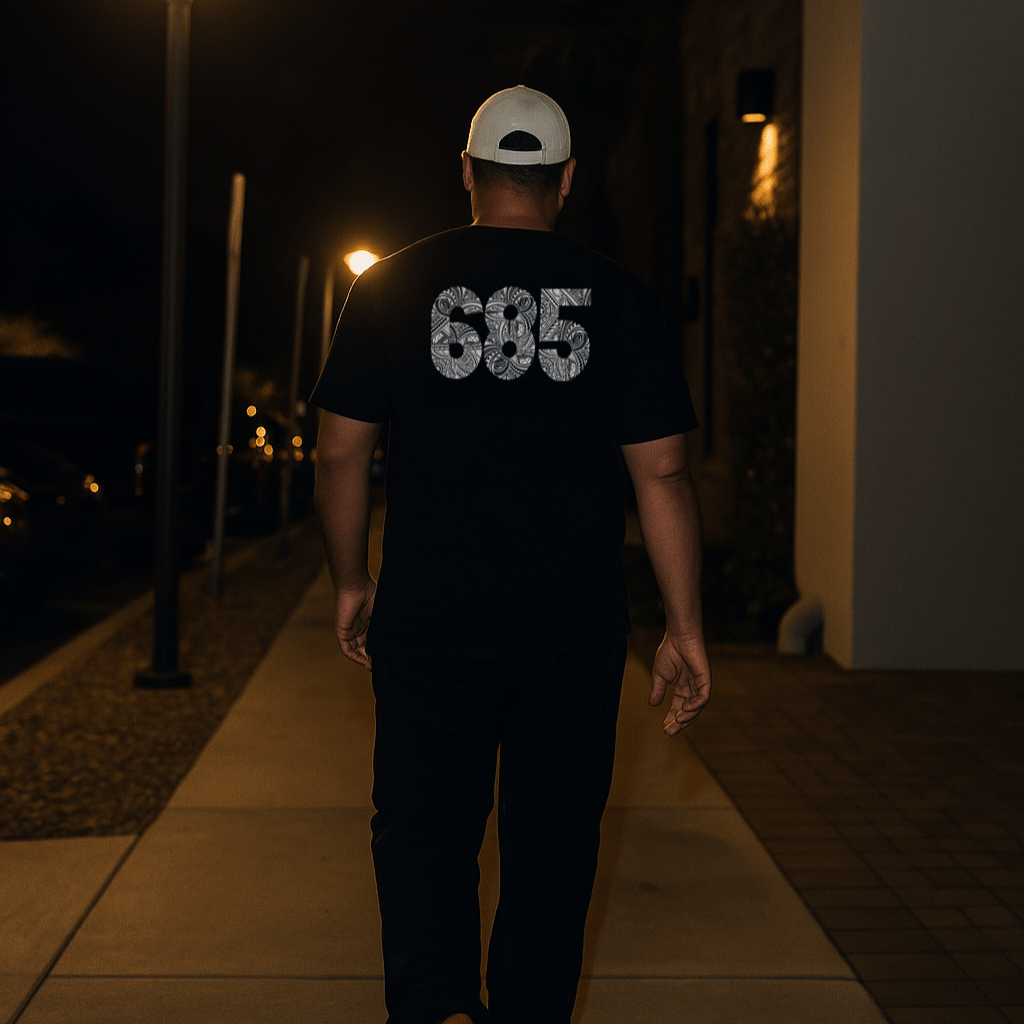 Black soft unisex tee with the 685 print, The Koko Samoa