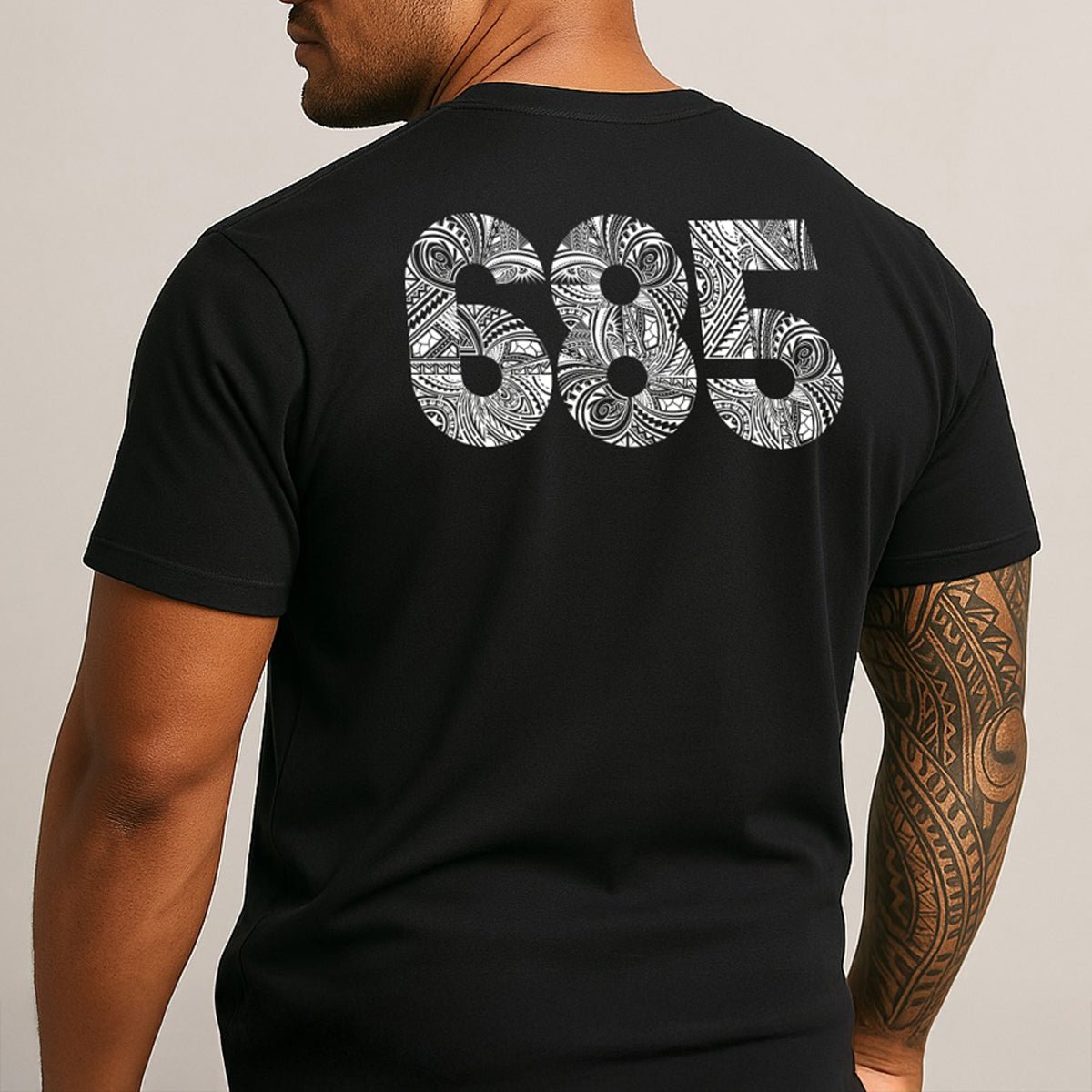 Black soft unisex tee with the 685 print, The Koko Samoa
