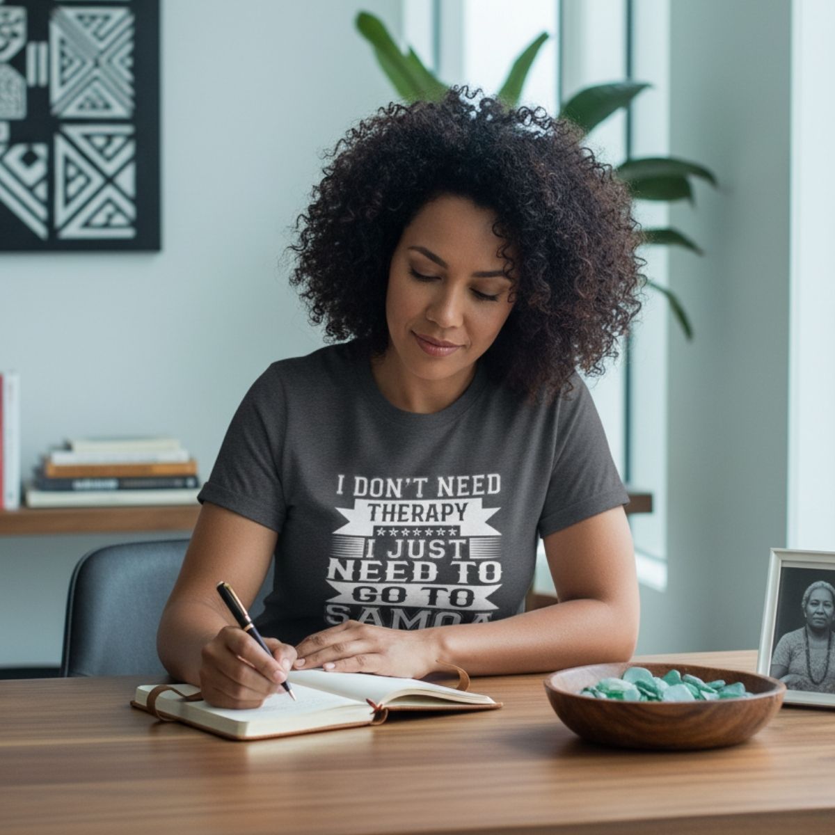 Charcoal unisex soft tee from Samoan Therapy by The Print Bar, featuring a comfortable fit and soft fabric.