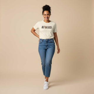 White unisex soft T-shirt by Afakasi featuring a simple, comfortable design, ideal for casual wear.