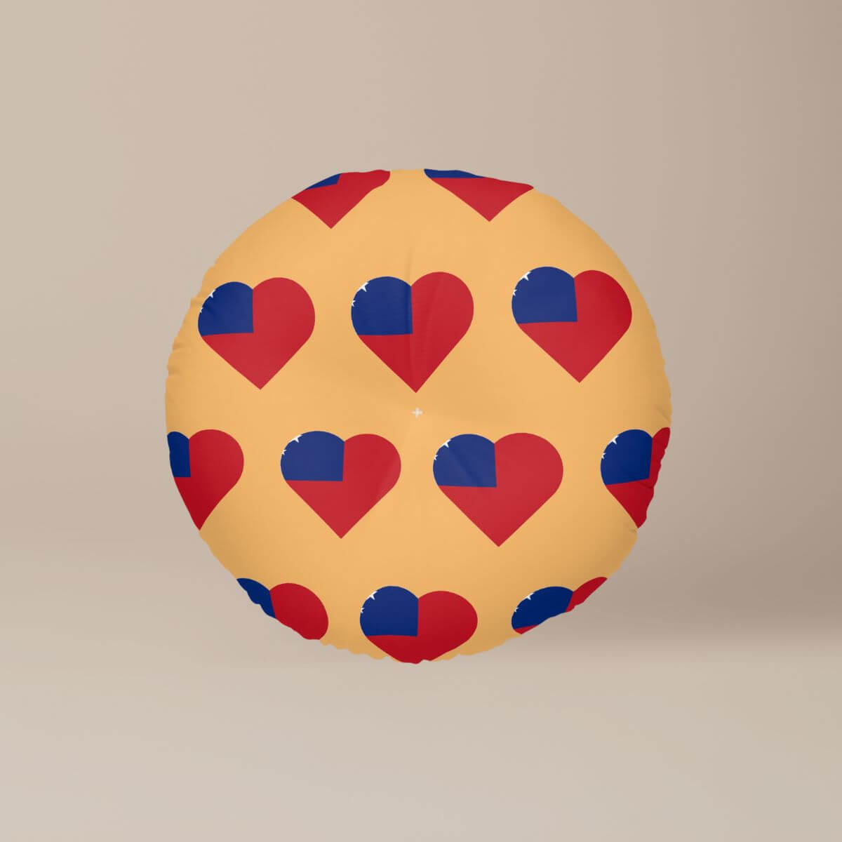 Tufted Floor Pillow - Samoan Flag Heart - AU/NZ/USA - The Koko Samoa