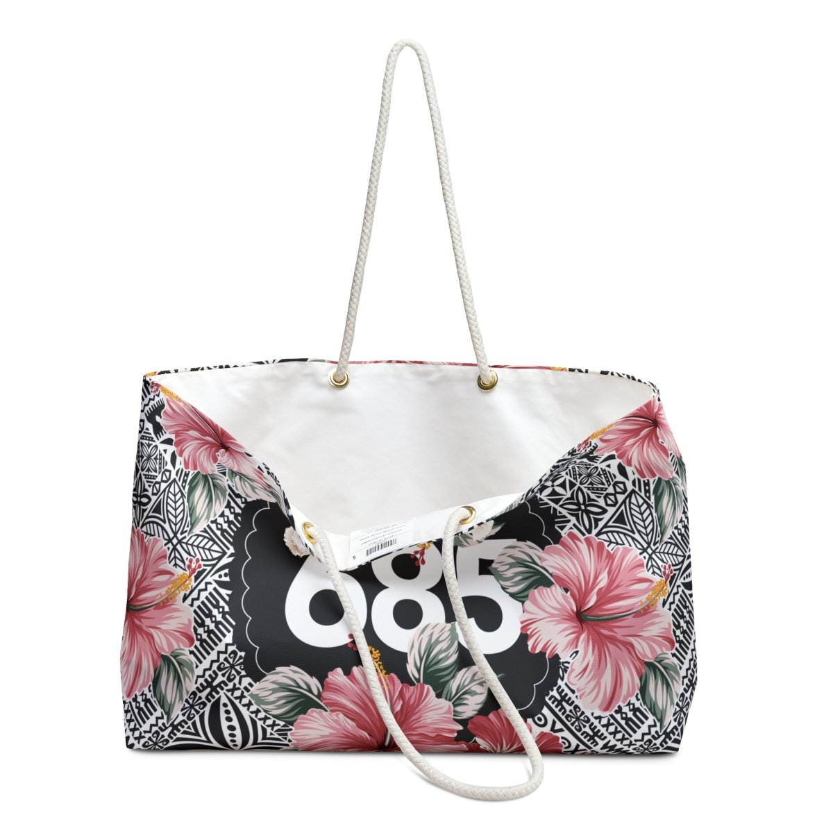 MWW on Demand Weekender Bag 685 Aute in neutral fabric with leather accents, 24x13 inches, suitable for travel and weekend trips.