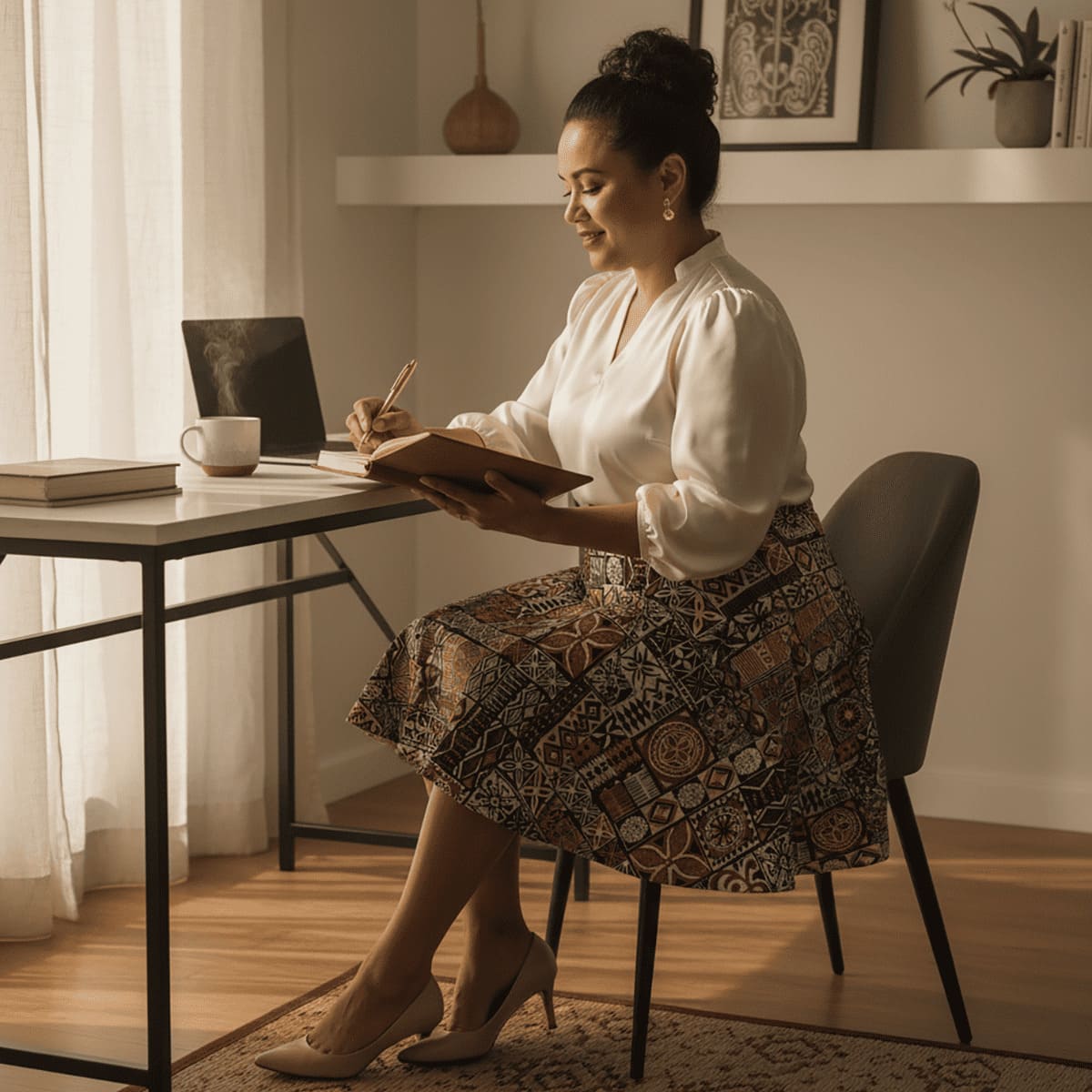 Women’s Elei print skater skirt by MWW on Demand, featuring a vibrant floral design and a flowing, stylish silhouette.