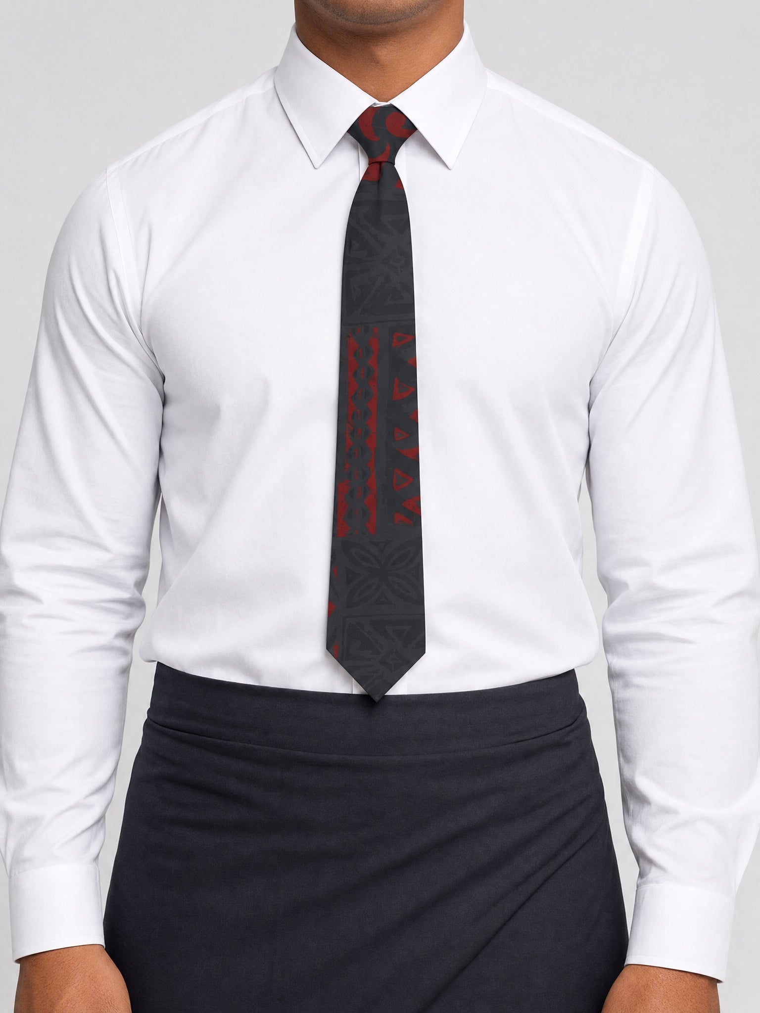 Necktie - Red Elei on a light grey studio background