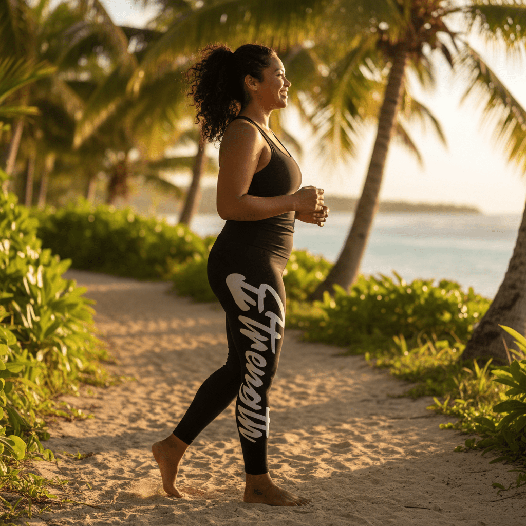 PasifikaOne Mid - Rise Leggings - Nesian Strength - AU/NZ/USA - The Koko Samoa