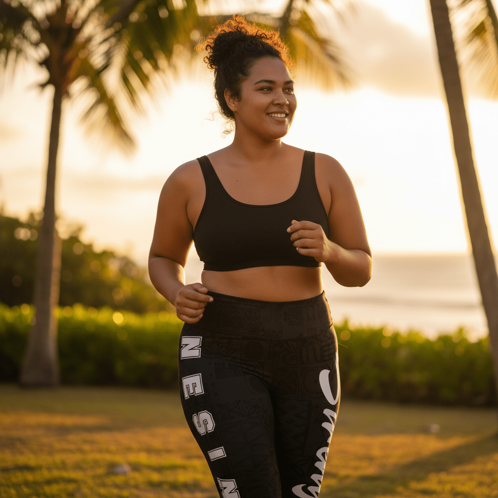 PasifikaOne Mid - Rise Leggings - Nesian Strength - AU/NZ/USA - The Koko Samoa