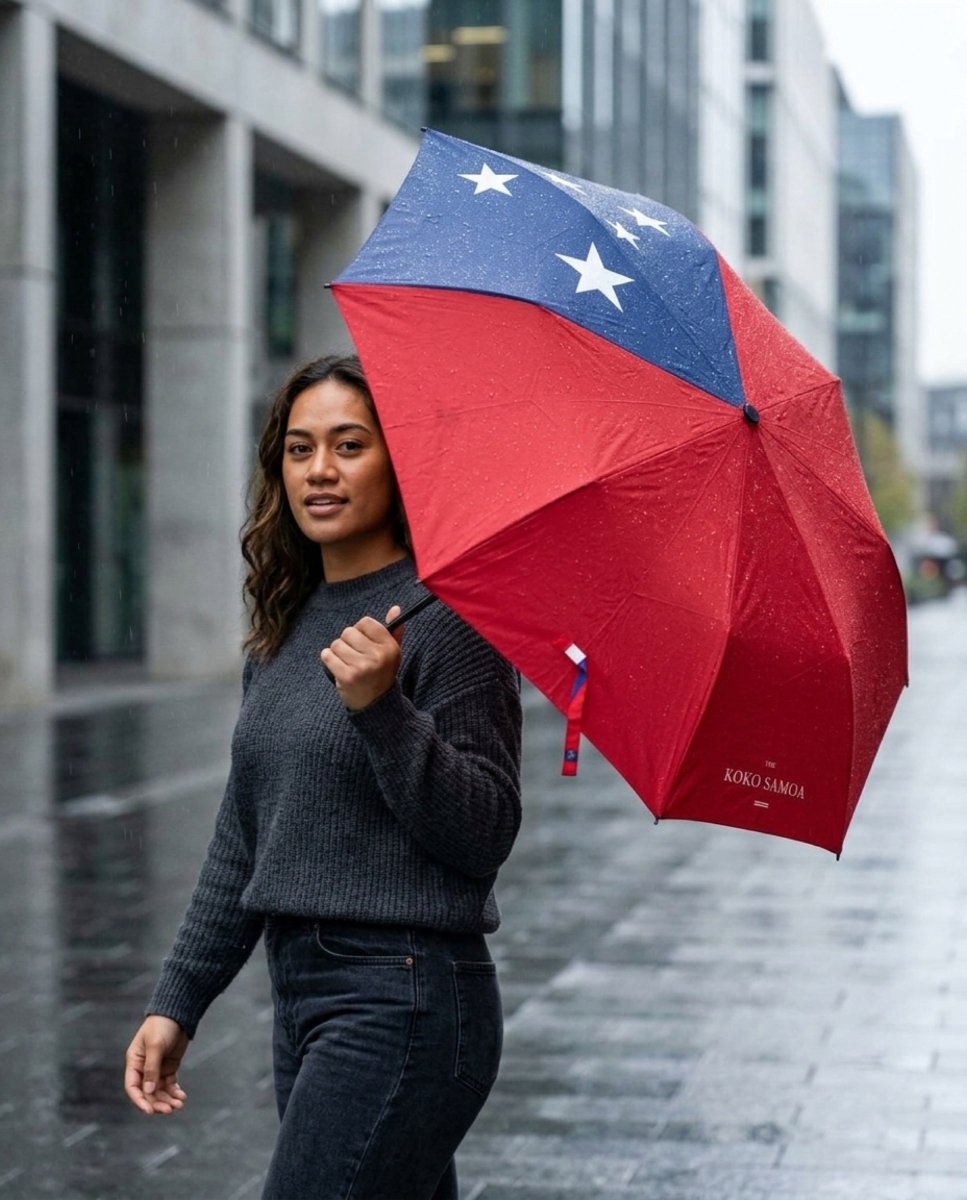 Samoan Flag umbrella, 48-inch outdoor umbrella with vibrant Samoan flag design, perfect for sunshade.