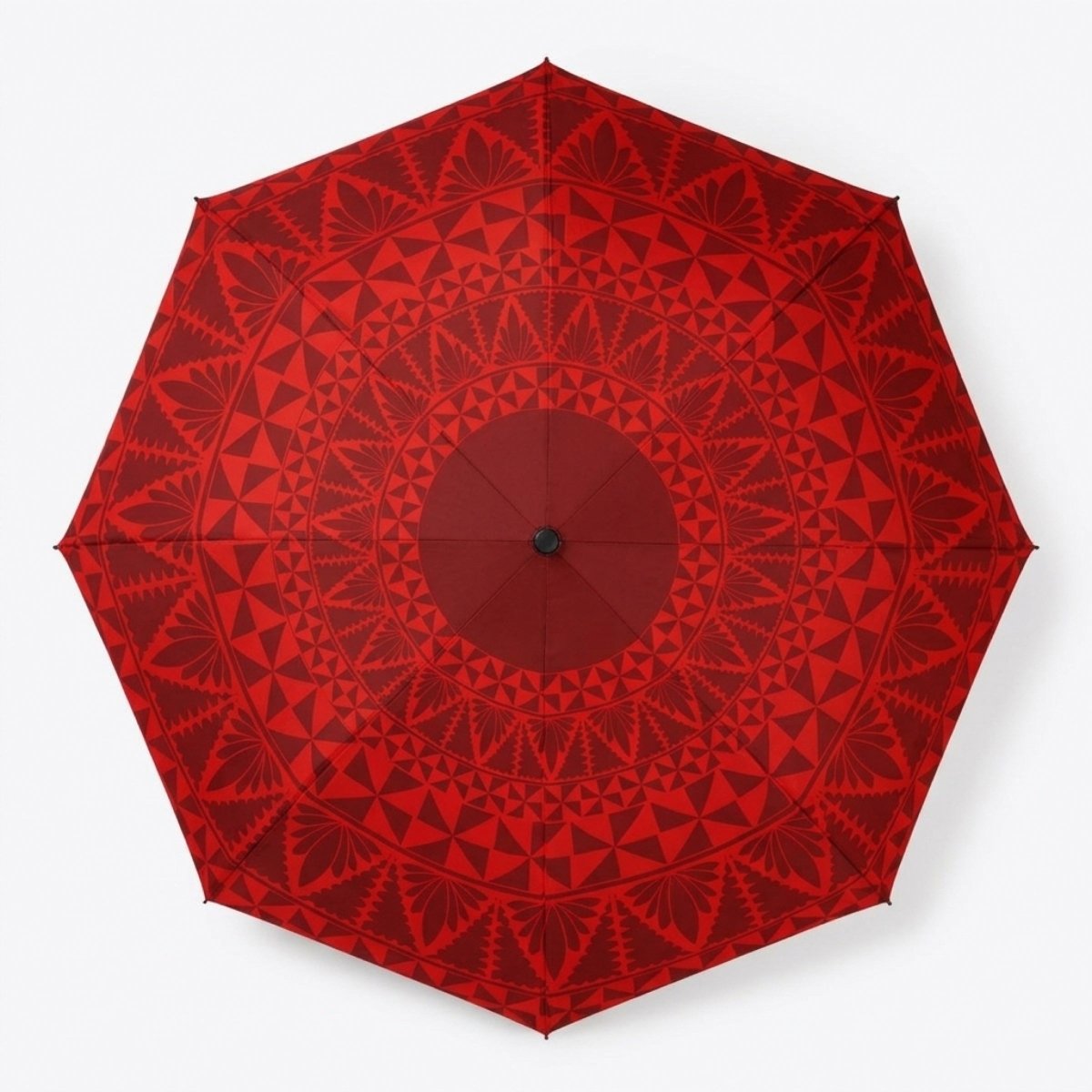 PasifikaOne Tongan Red umbrella, 48-inch size, colorful accessories with traditional Polynesian patterns and vibrant design.