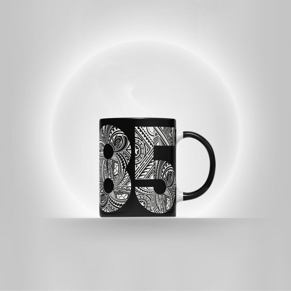 Black LimaLuxe™ 325ml mug by Prima Printing, featuring a sleek design, ideal for hot beverages, with a comfortable handle.