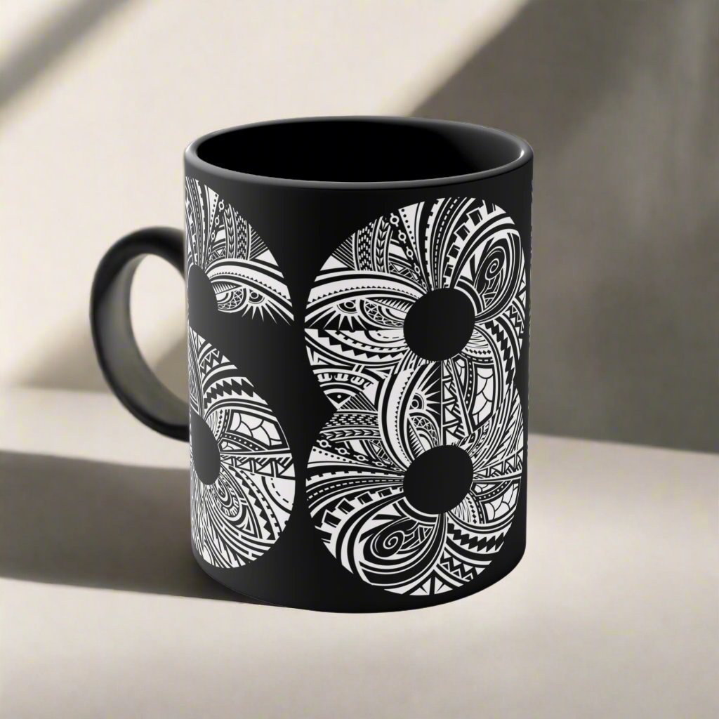 Black LimaLuxe™ 325ml mug by Prima Printing, featuring a sleek design and comfortable handle, perfect for hot beverages.