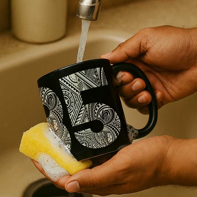 Black LimaLuxe™ 325ml mug by Prima Printing, 11oz capacity, featuring a sleek design and durable ceramic finish.